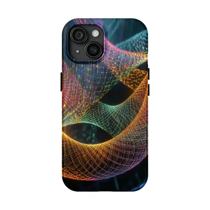 Glowing Geometric Wave Forms Dark Background
