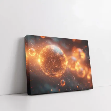 Glowing Orange Energy Sphere Space Network