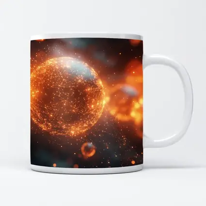 Glowing Orange Energy Sphere Space Network
