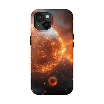 Glowing Orange Energy Sphere Space Network