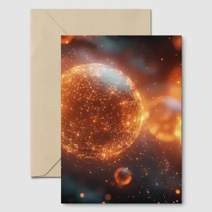 Glowing Orange Energy Sphere Space Network