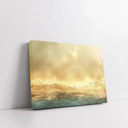 Golden Ocean Wave Misty Sky Art