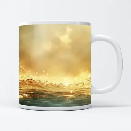 Golden Ocean Wave Misty Sky Art
