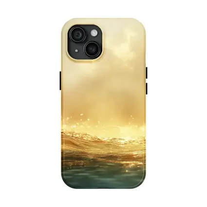 Golden Ocean Wave Misty Sky Art