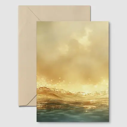 Golden Ocean Wave Misty Sky Art