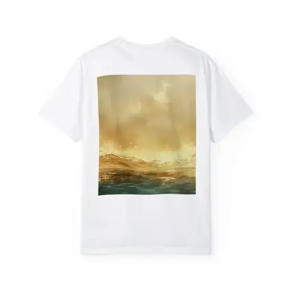 Golden Ocean Wave Misty Sky Art