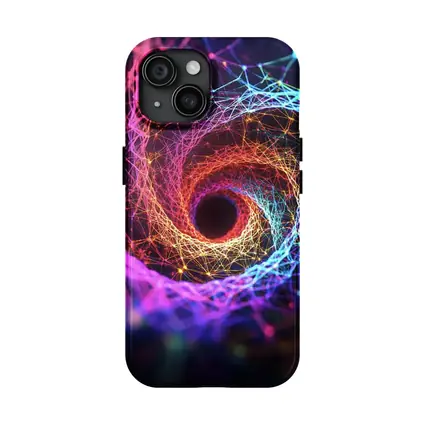 Neon Spiral Vortex Geometric Abstract Dark Background