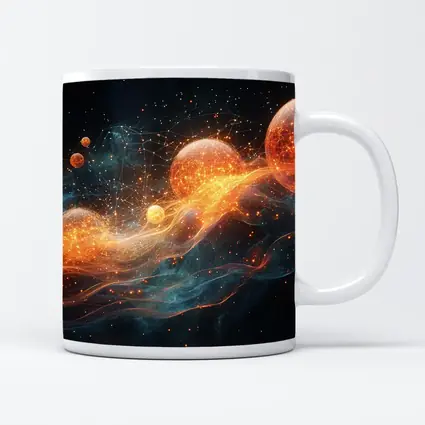 Glowing Orange Spheres Cosmic Energy Wave