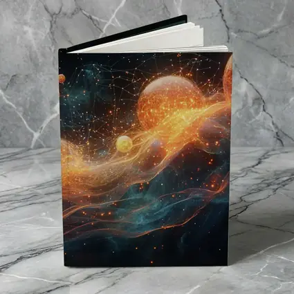 Glowing Orange Spheres Cosmic Energy Wave