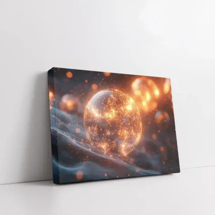 Glowing Network Sphere Dark Space Background