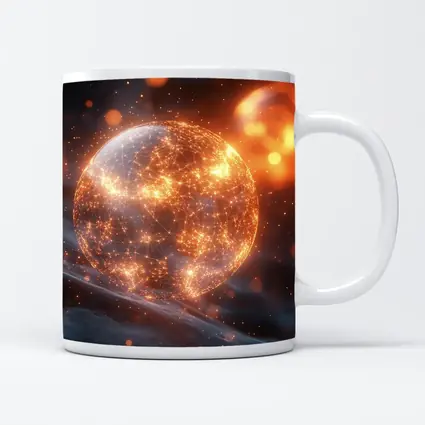 Glowing Network Sphere Dark Space Background