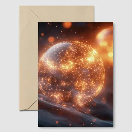 Glowing Network Sphere Dark Space Background