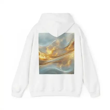 Gold and White Abstract Flowing Waves Art
