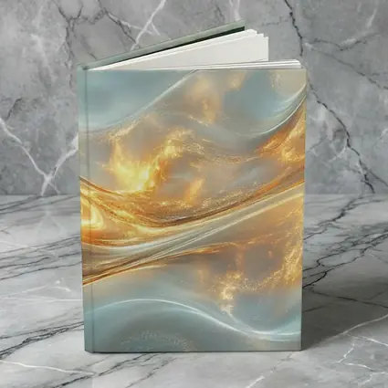 Gold and White Abstract Flowing Waves Art