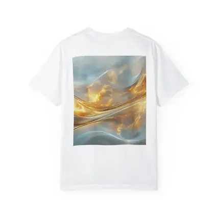 Gold and White Abstract Flowing Waves Art