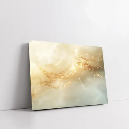 Gold Swirl Abstract Beige Marble Art