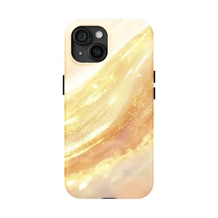 Golden Light Waves Abstract Glitter Art
