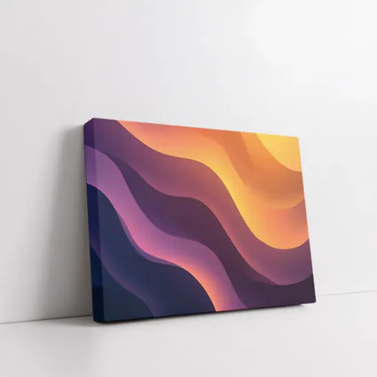 Purple Orange Abstract Flowing Waves Art