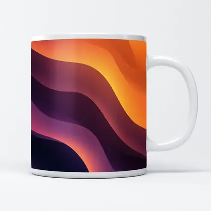 Purple Orange Abstract Flowing Waves Art