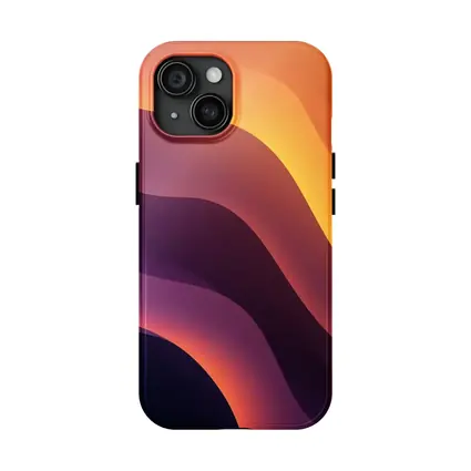 Purple Orange Abstract Flowing Waves Art