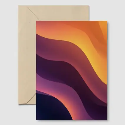Purple Orange Abstract Flowing Waves Art