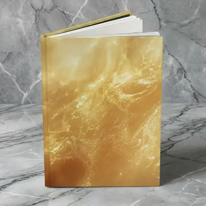 Golden Abstract Liquid Wave Flowing Art