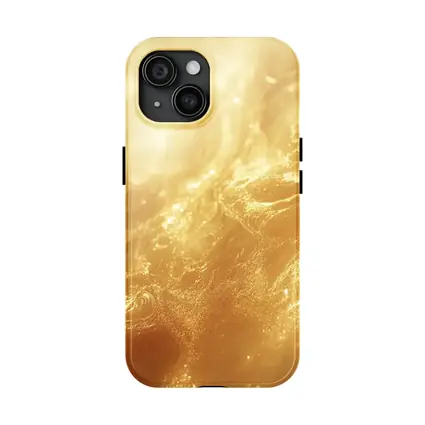 Golden Abstract Liquid Wave Flowing Art