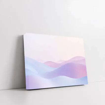 Pastel Purple Blue Abstract Wave Landscape Art