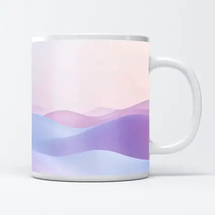 Pastel Purple Blue Abstract Wave Landscape Art