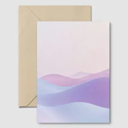 Pastel Purple Blue Abstract Wave Landscape Art