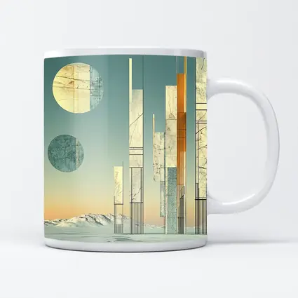 Abstract Geometric Towers Snowy Winter Landscape
