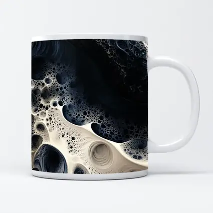Dark Blue White Abstract Fractal Foam Art