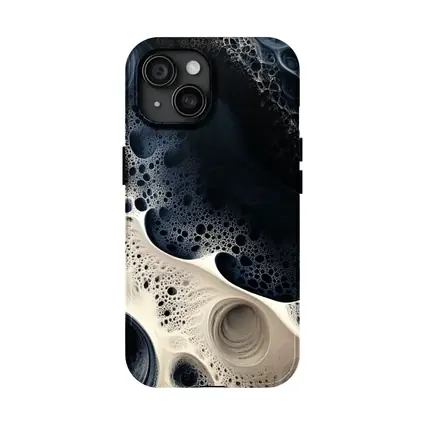 Dark Blue White Abstract Fractal Foam Art