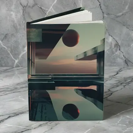 Brutalist Architecture Floating Sphere Surreal Scene