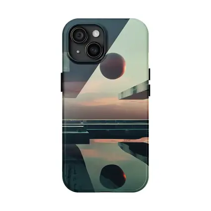 Brutalist Architecture Floating Sphere Surreal Scene