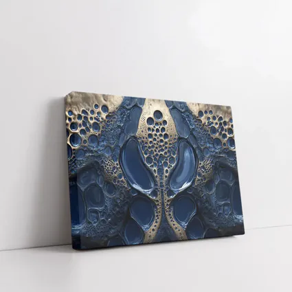 Deep Blue Abstract Gold Bubble Organic Pattern