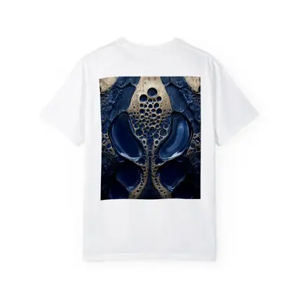 Deep Blue Abstract Gold Bubble Organic Pattern