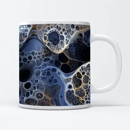 Dark Blue Abstract Fractal Bubble Pattern Art