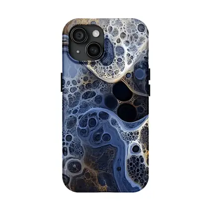 Dark Blue Abstract Fractal Bubble Pattern Art