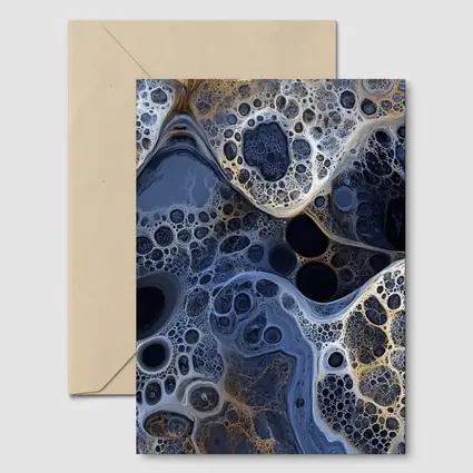 Dark Blue Abstract Fractal Bubble Pattern Art