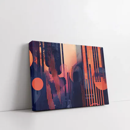 Abstract Coral Blue Geometric Urban Night