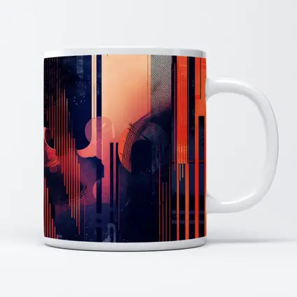 Abstract Coral Blue Geometric Urban Night