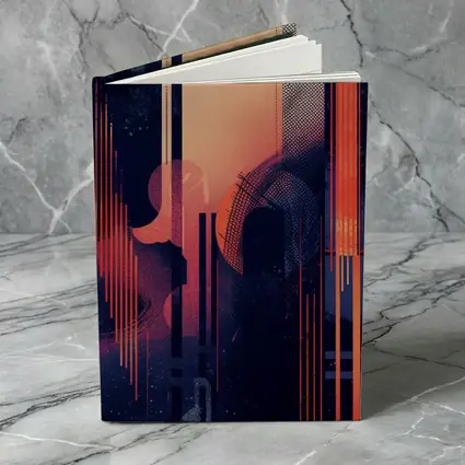 Abstract Coral Blue Geometric Urban Night
