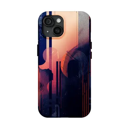 Abstract Coral Blue Geometric Urban Night
