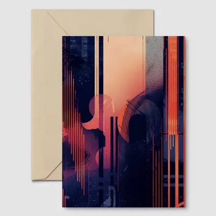 Abstract Coral Blue Geometric Urban Night