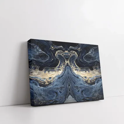 Dark Blue Gold Marble Abstract Fluid Art