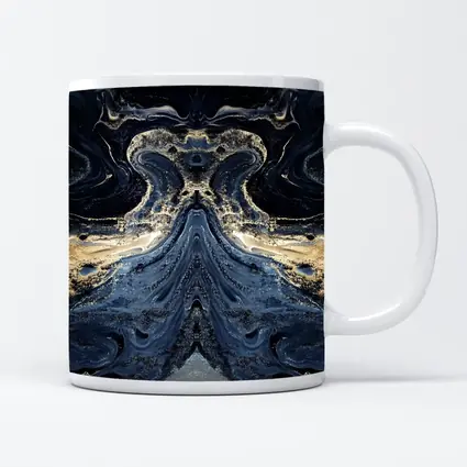 Dark Blue Gold Marble Abstract Fluid Art