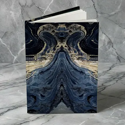 Dark Blue Gold Marble Abstract Fluid Art
