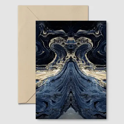 Dark Blue Gold Marble Abstract Fluid Art