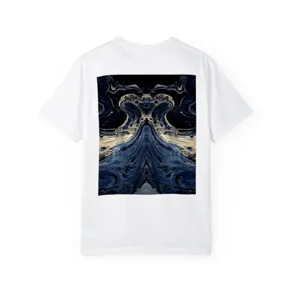 Dark Blue Gold Marble Abstract Fluid Art